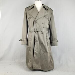 VINTAGE Misty Harbor Trench Coat Mens 44 Long Olive Double Breasted Liner 90s